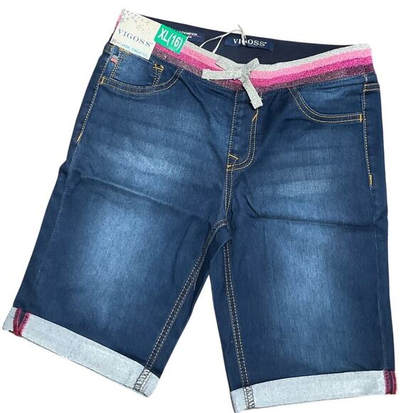 Vigoss Girls Shorts Bermuda Cuff Pull on Blue Purple Size XL NWT - Picture 6 of 7
